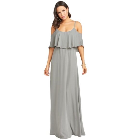 Show Me Your Mumu Caitlin Formal Maxi Soft Charcoal‎ Bridesmaid Dress Size Small - Picture 5 of 6